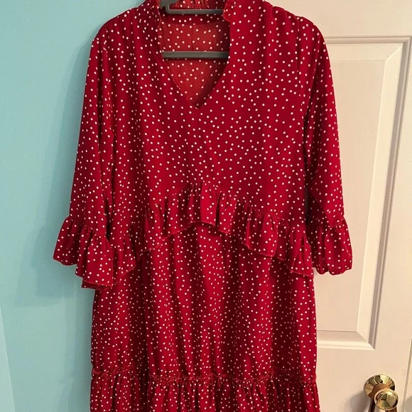 Amazon| Red Polkadot Dress Size XL - Picture 2 of 5